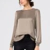Prix Légers HALLHUBER MIT STRICKBLENDEN - T-shirt à manches longues chemises et blouses col rond femme