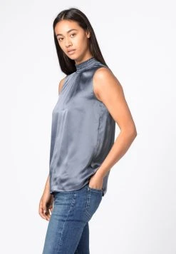 HALLHUBER Haute Qualité MIT GESMOKTEM STEHKRAGEN - Blouse chemises et blouses col en v femme -France Hallhuber Soldes Boutique f4a7cfc6444c4b669de3bac0c5e6de5f